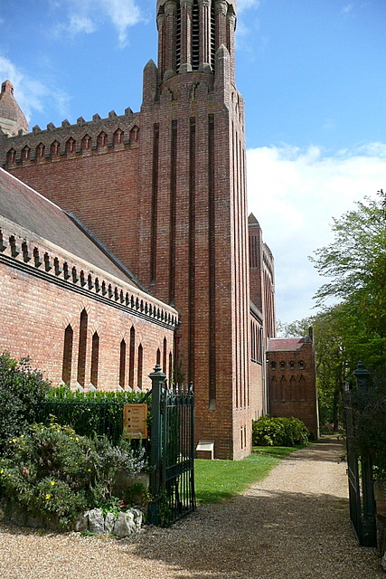 The red-brick church at Quarr Abbey on the Isle of Wight